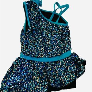 Blue sequence leotard